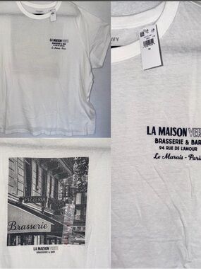 Old Navy La Maison Verte Paris White Short-Sleeve Tee with La Maison Chest Print